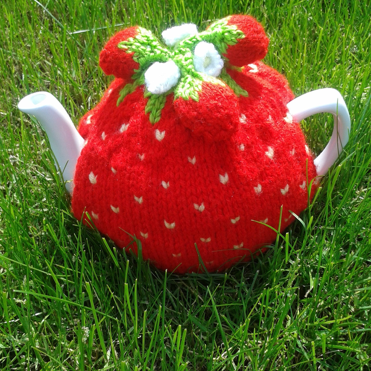 Strawberry Knitted Tea Cosy tea cosy tea cozy teapot cover