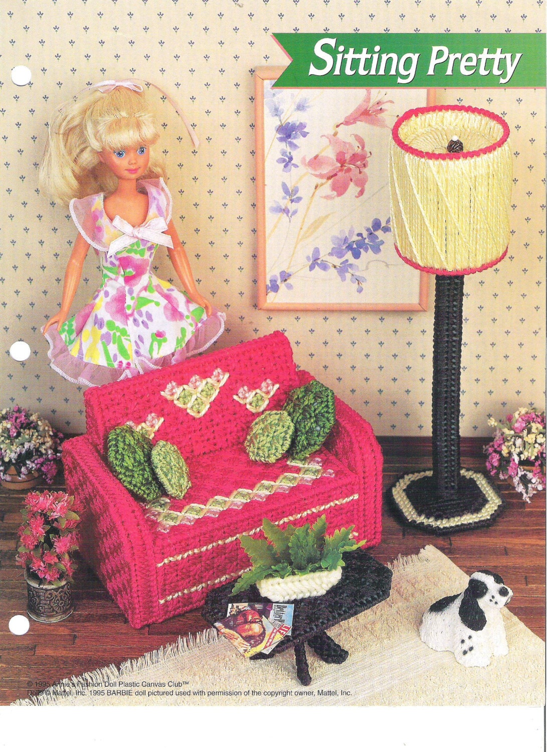 SITTING PRETTY Barbie Fashion Doll Furniture Plastic Canvas Pattern