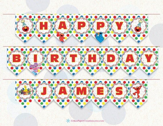 Sesame Street Birthday Printable Banner by ErikasPaperCreations