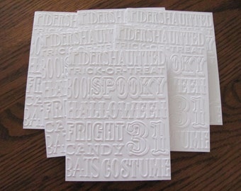 Embossed Halloween Card Set of 6, Embossed Halloween Cards, Blank Cards, Halloween Stationery Cards,Halloween Cards