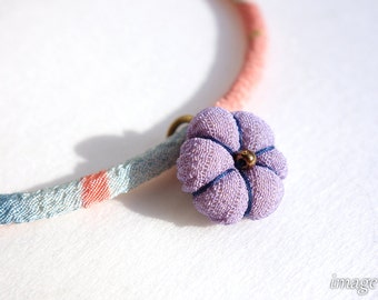 Kimono Charm for Kimono Bracelets, Japanese silk fabric, a Japanese silk kimono Ume blossom charm,Navy thread, Christmas ornament decor plm