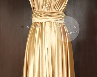 Gold Infinity Dress Convertible Dress Bridesmaid Dress Multiway Dress Wrap Dress Wedding Dress Maid of Honor Cocktail Dress Evening Dress