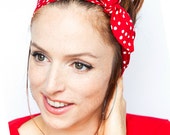 Red Headband - Polka Dot Headband Minnie Mouse Polka Dot Rosie the Riveter Bandana Pinup Rockabilly Women Hair Accessories Vintage Style
