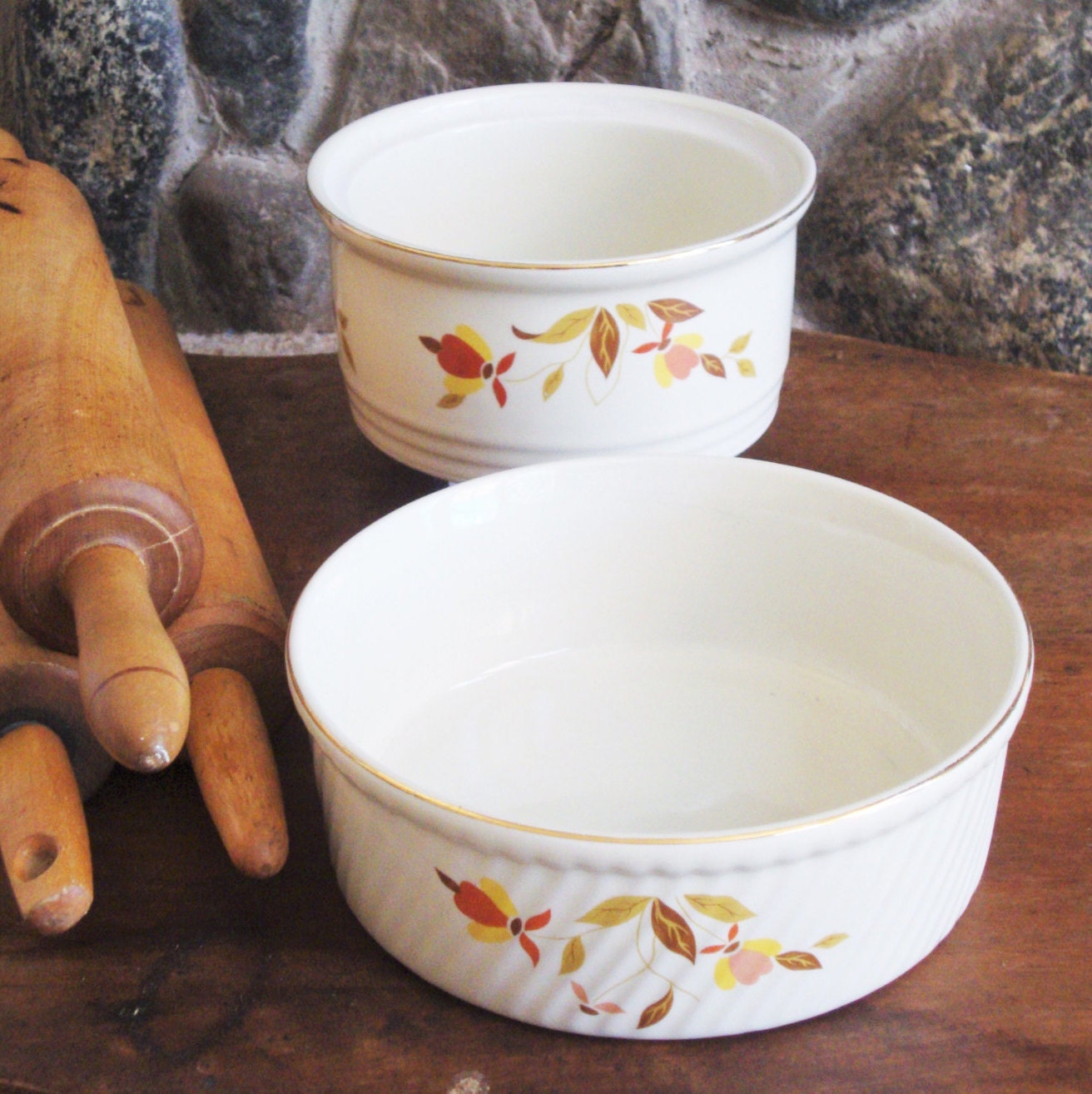 2 Jewel Tea Bowls / Dishes Hall Pottery Jewel Tea by RamblinRanch