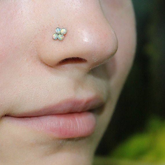 Silver Nose Stud 2mm Opal - Nose Ring - Nose Screw - Tragus Piercing - 16g Cartilage Hoop Earring - Forward Helix Earring - Stud Nose Ring