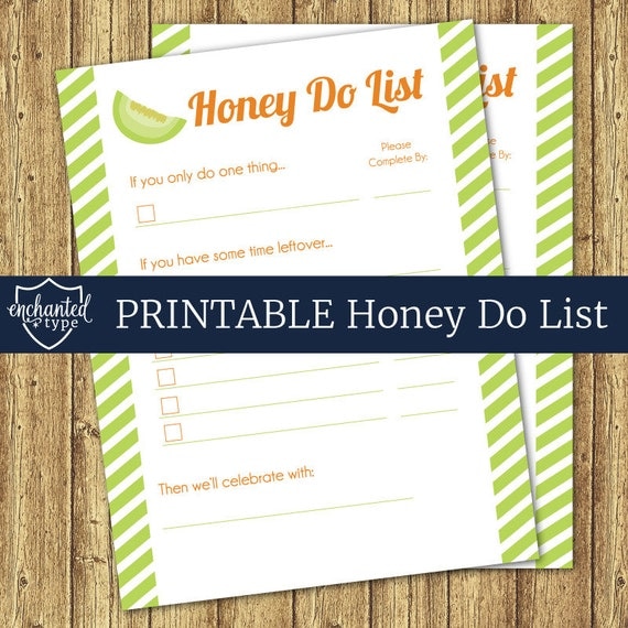 Honey Do List Instant Download PDF &amp; JPG Printable To Do