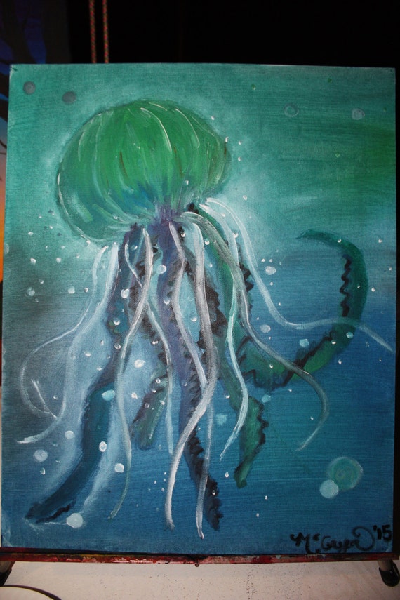 Jellyfish Ocean Art Custom Original Oil by smARTartBYMcSwish