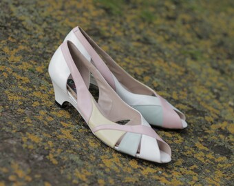 Pastel Coloured Kitten Heels Size 8 Narrow