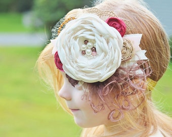 Jolie Headband - Girls Headbands - Baby Headbands - Newborn Headbands - Fall Headband - Vintage Style - Pretty Headbands - Flower Girl Bow