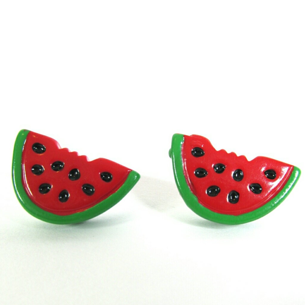 Watermelon Post Earrings Red Watermelon Stud Earrings
