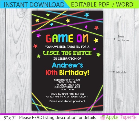 Downloadable Laser Tag Invitations 9