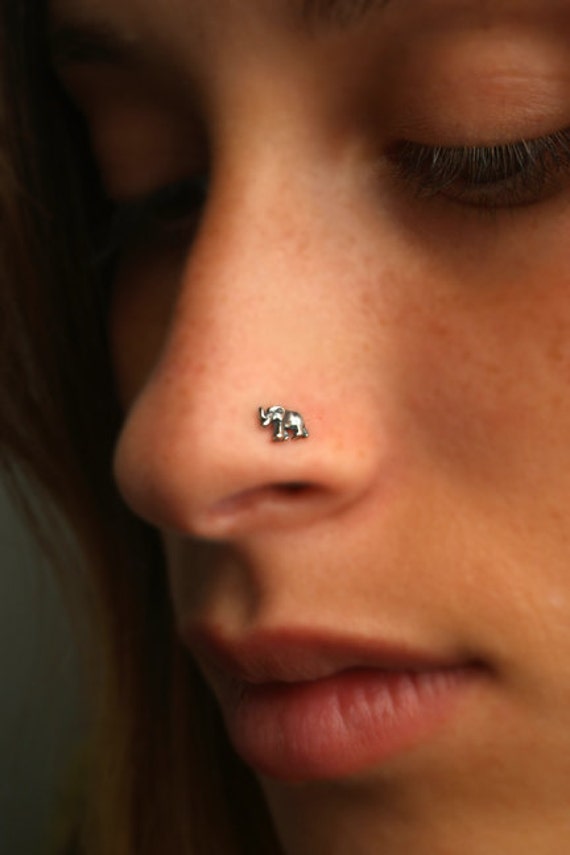 ELEPHANT NOSE Stud / nose RING Sterling Silver. Choose by ...