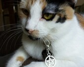 Silver Pentacle Pet Charm, Familiar Protective Charm, Pentacle Zipper Pull, Pentacle Charm, Witch Protective Charm, Pagan Witch Wicca