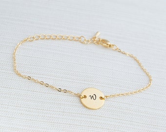 Gold Plated Monogrammed Bracelet, Women's ID Bracelet, Unique Gifts for Women, Initial Bracelet