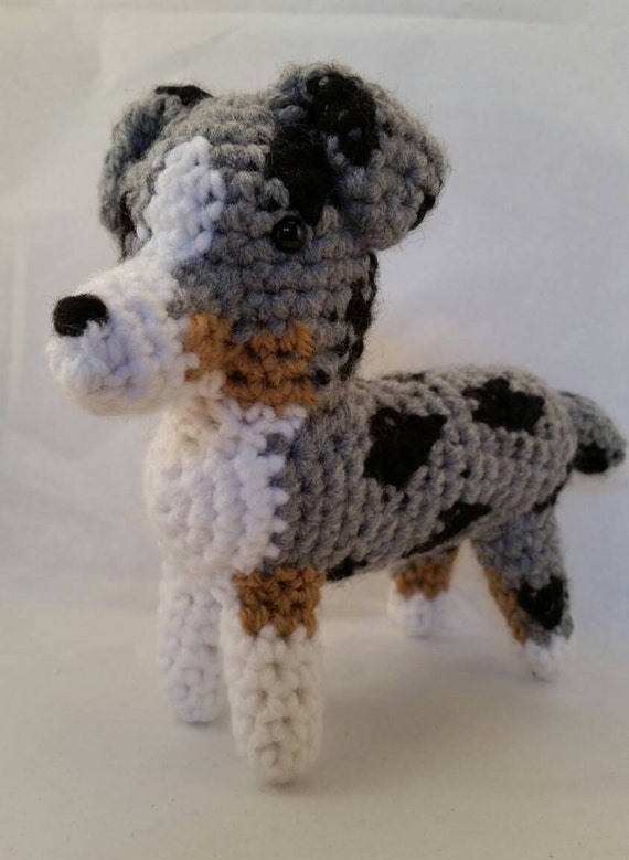 Australian Shepherd Blue Merle Crocheted by JEMCreativeCreations