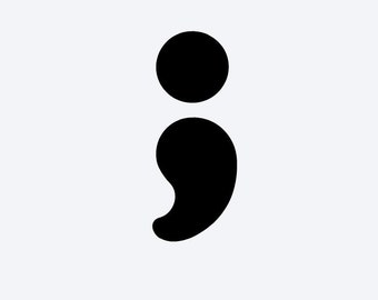 Semicolon Vinyl Decal, Cell Phone Decal, Tablet Decal, Car Decal, Laptop Decal, Personalized
