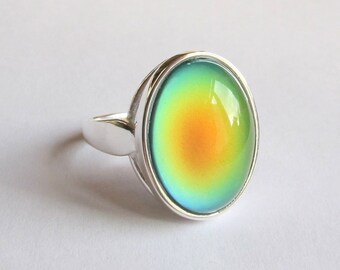 Mood Ring Sterling Silver 925 - 18x13 Quality Mood Stone
