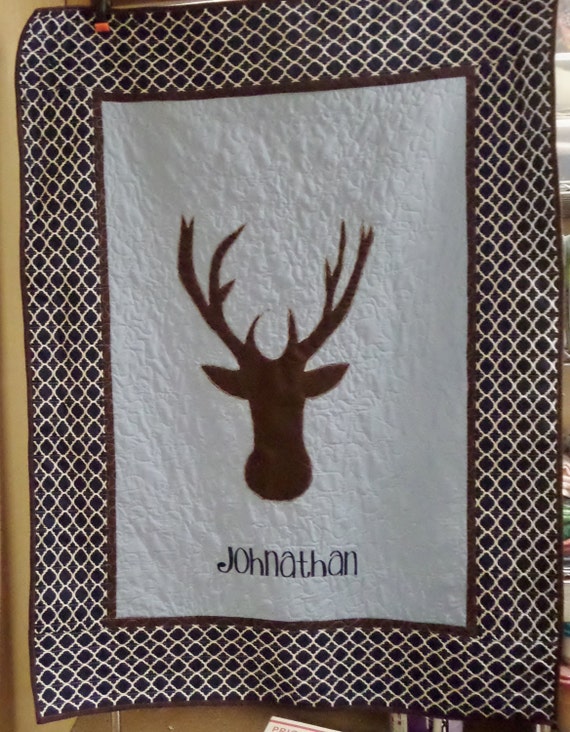 Deer head quilt Toddler boy bedding Toddler size quilt Custom