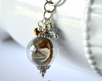 Feather Necklace, Terrarium Necklace, Glass Ball Necklace, Boho Necklace, Glass Orb Feather Necklace, Bohemian Style, Tribal Necklace