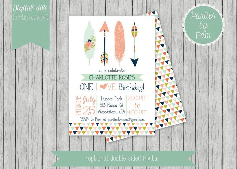 Tribal Birthday Invitation Tribal Invite Arrow Invite Boho