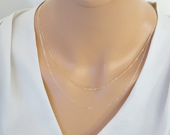 Plain Chain Necklace, Fine Sterling silver chain, Thin cable chain necklace, Dainty Gold fill chain necklace, Replacement chain