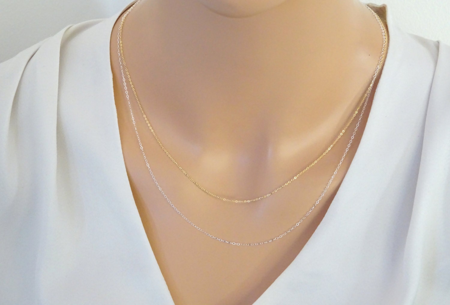 Plain Chain Necklace Fine Sterling silver chain Thin cable