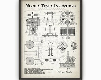 Tesla Patent Prints Nikola Tesla Engineering Invention