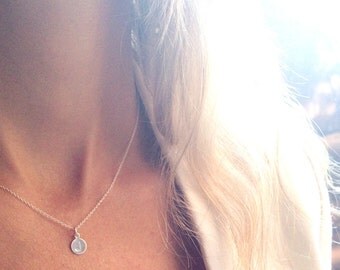 Initial necklace, Letter Necklace, Sterling Silver Initial Necklace, Dainty Necklace, Hand Stamped, Tiny Initial, Personalized Necklace