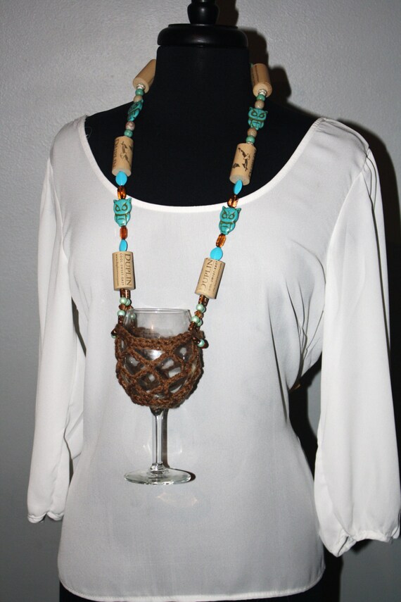 Wine Glass Necklace Wine Glass Holder by KristisElegantGifts