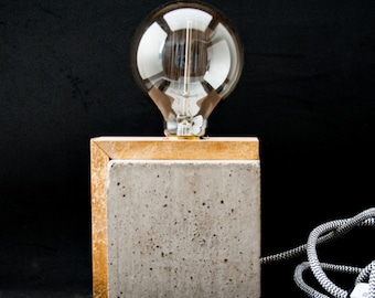 Industrial concrete wood table lamp, Edison lamp, Concrete light, Edison bulb, Industrial decor, Gift for men, industrial style, lighting