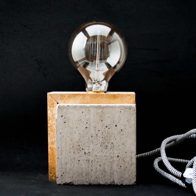 Industrial concrete wood table lamp Edison lamp Concrete