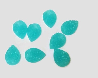 Aqua faux druzy nugget 10x14mm teardrop - 8 pcs (E2:8-91)