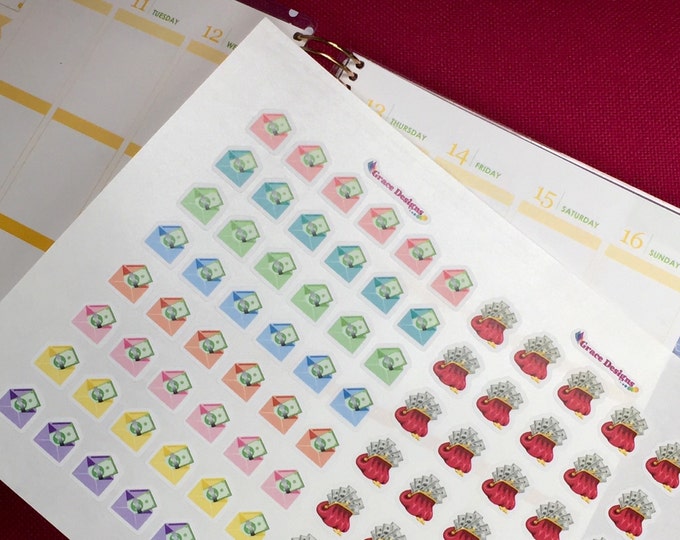 Money Planner Stickers - Pay day & Payment Due, for Erin Condren, LimeLife, Inkwell, Plum Paper, Filofax, Happy Planner