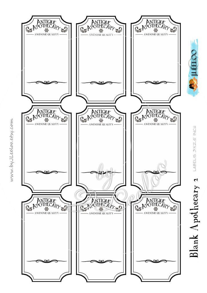 BLANK APOTHECARY editable printable tags label poison bottle