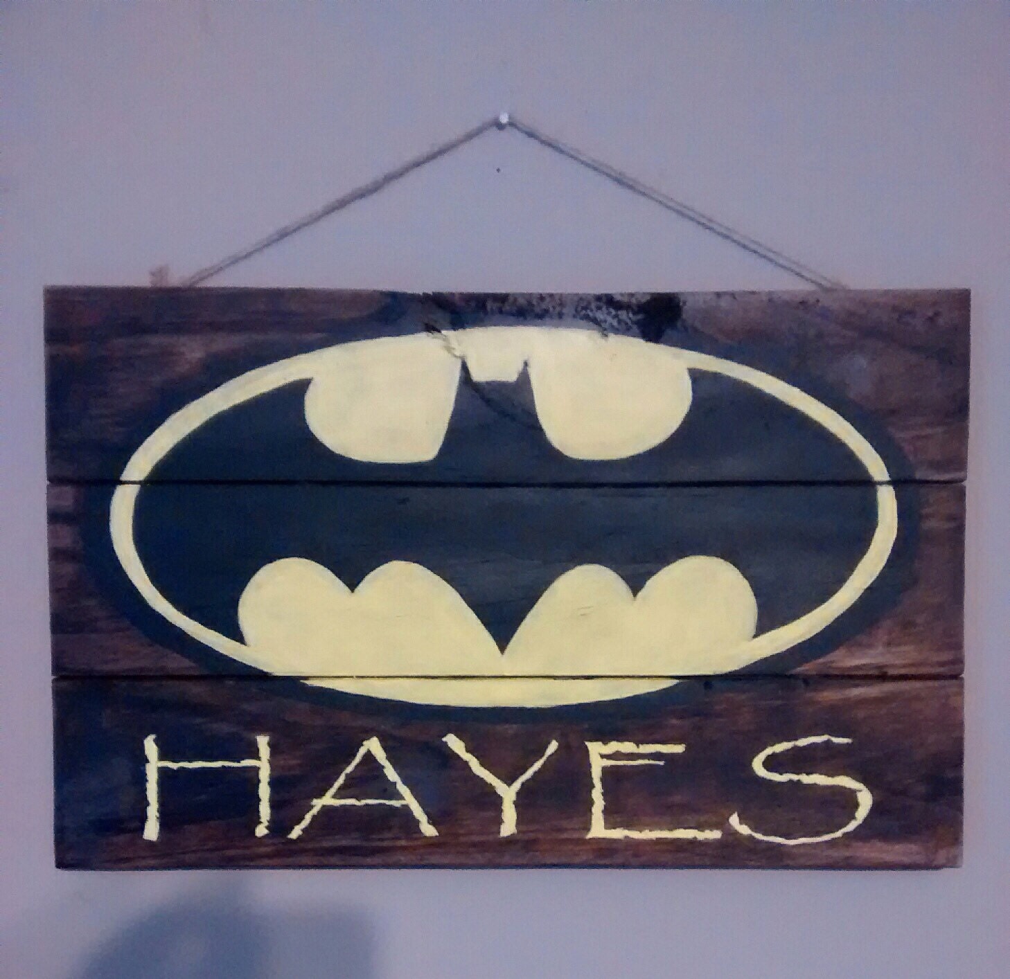 Personalized Batman Sign Wooden Hand Painted Plaque Wooden