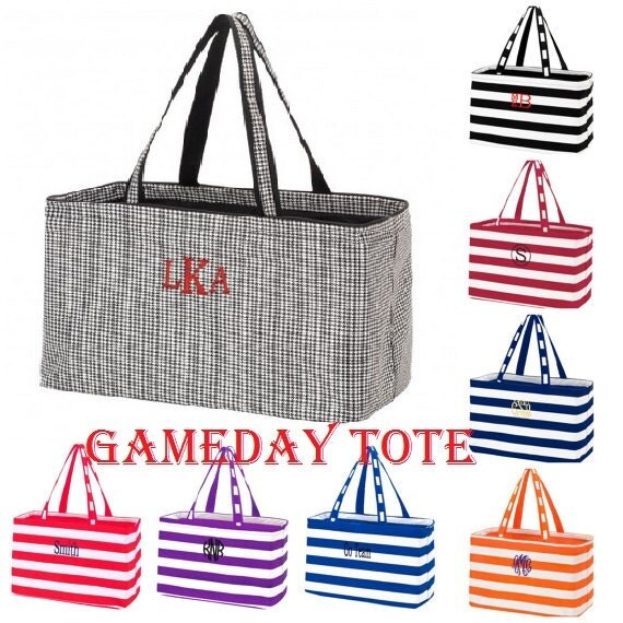 Monogrammed Tote Bag, Gameday Bag, Market bag, Tailgate Tote, Ultimate ...