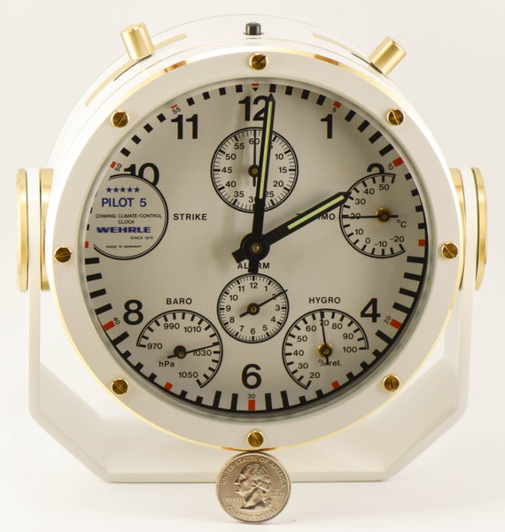 Wehrle Commodore Tide Desk Alarm Clock Collectable Vintage