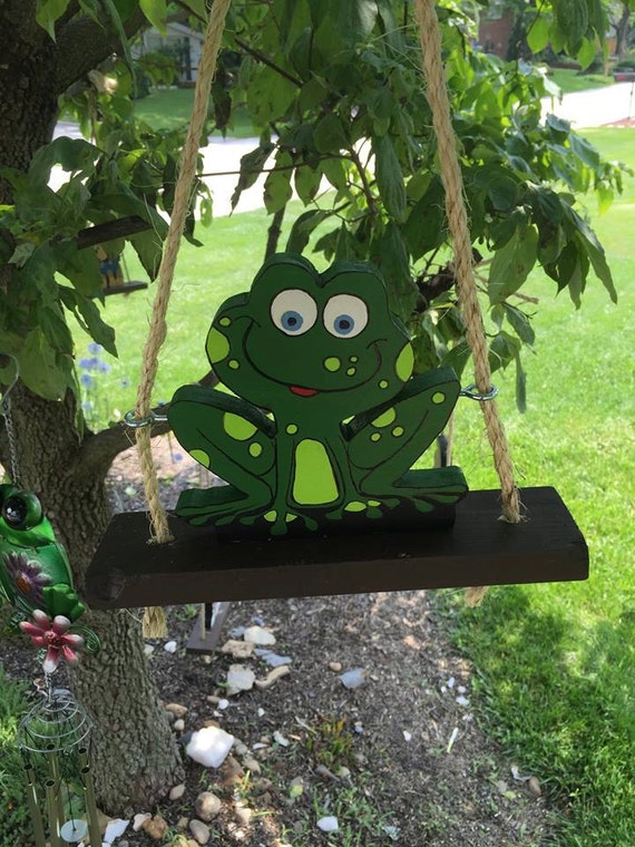 Green Frog Animal Swing Wooden Hand Cut by KingsDecorativeSwing