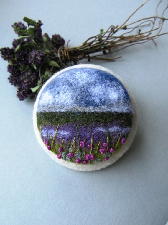 Needle felted brooch Ireland Felted landscapes by FeltAccessories