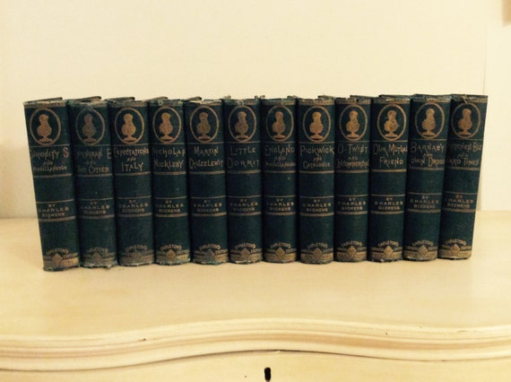 Antique Old Books Charles Dickens 1876 Rare Book Set By Pilarandme 2278