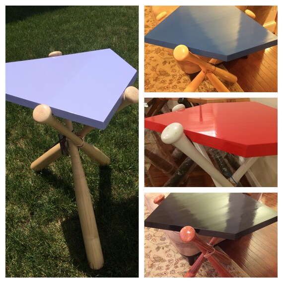 Team Color Baseball Bat End Tables, Real Wood Table, Bat Table