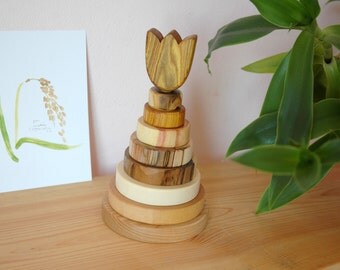 Montessori Baby Stacking Toy, Montessori Toddler Stacking Toy, Wooden Ring Stacker, Waldorf toy, Toddler Gift