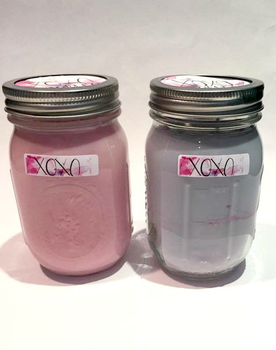 Pink Unscented Mason Jar Candle 16oz by xoxocraftco on Etsy