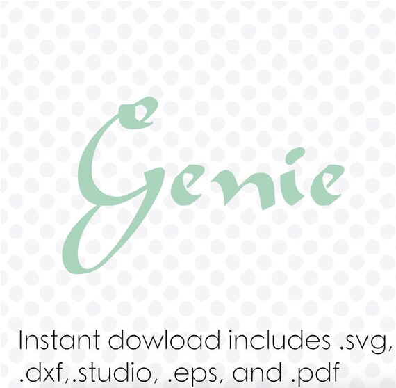 Genie font svg file alphabet instant download zipped .dxf