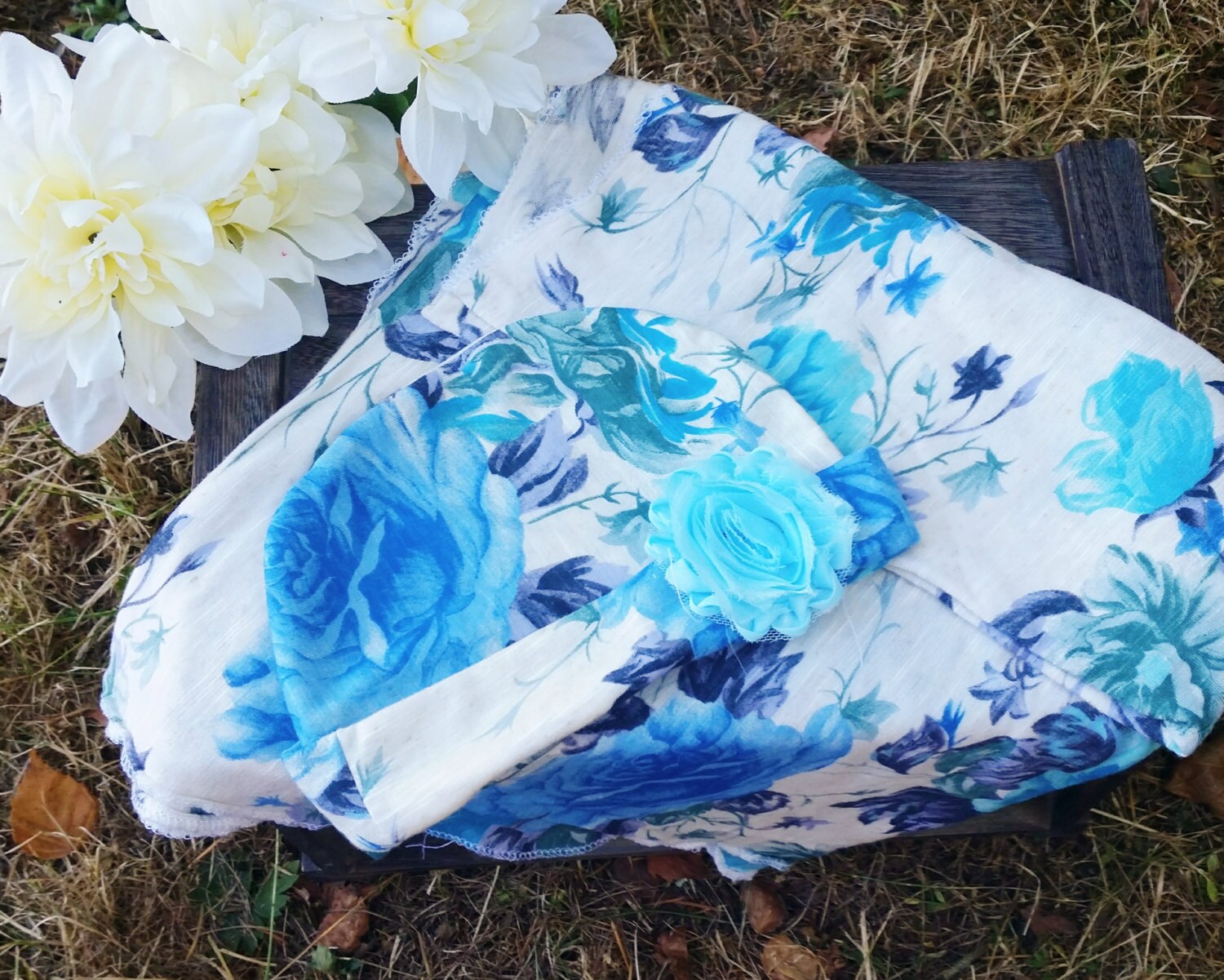 Baby girl rose print blanket and hat swaddle blanket Baby