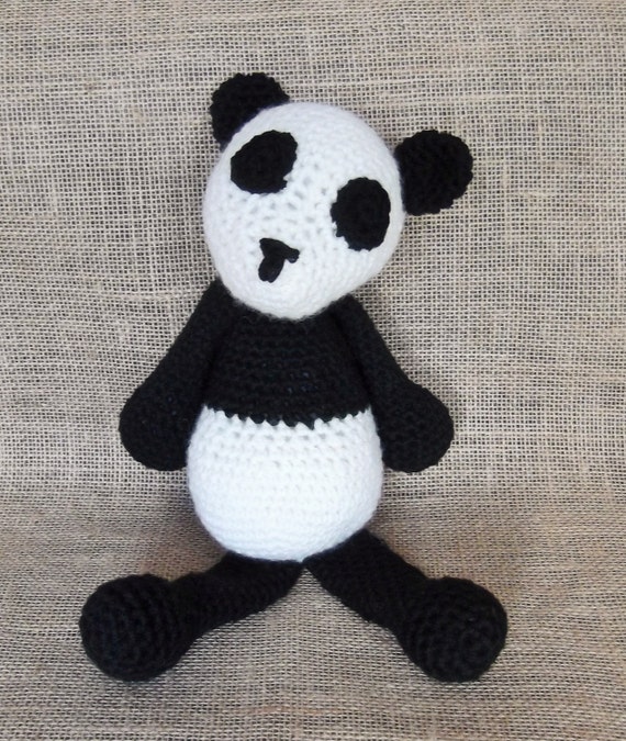 Hand Crochet Panda Cub Animal Stuffed Toy Childs Gift Idea