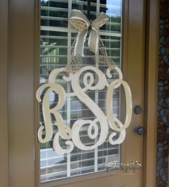 Wooden Monogram Front Door Decor Monogrammed by ShopPrimAndProper