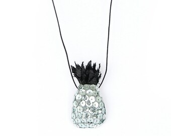 Silver Pineapple with Sequins – necklace