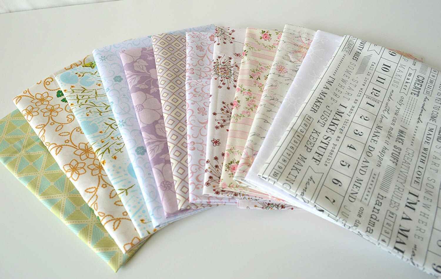 Low Volume designer cotton quilt fabric12 fat quarter bundle