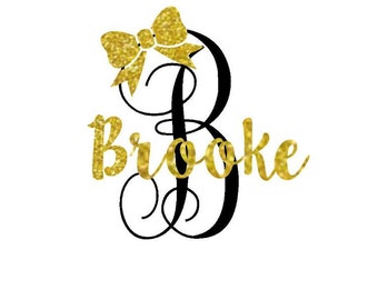 Glitter Personalized Iron On Name, Shirt Iron On, Custom Monogram Decal, Iron On Monogram, Iron On Initials